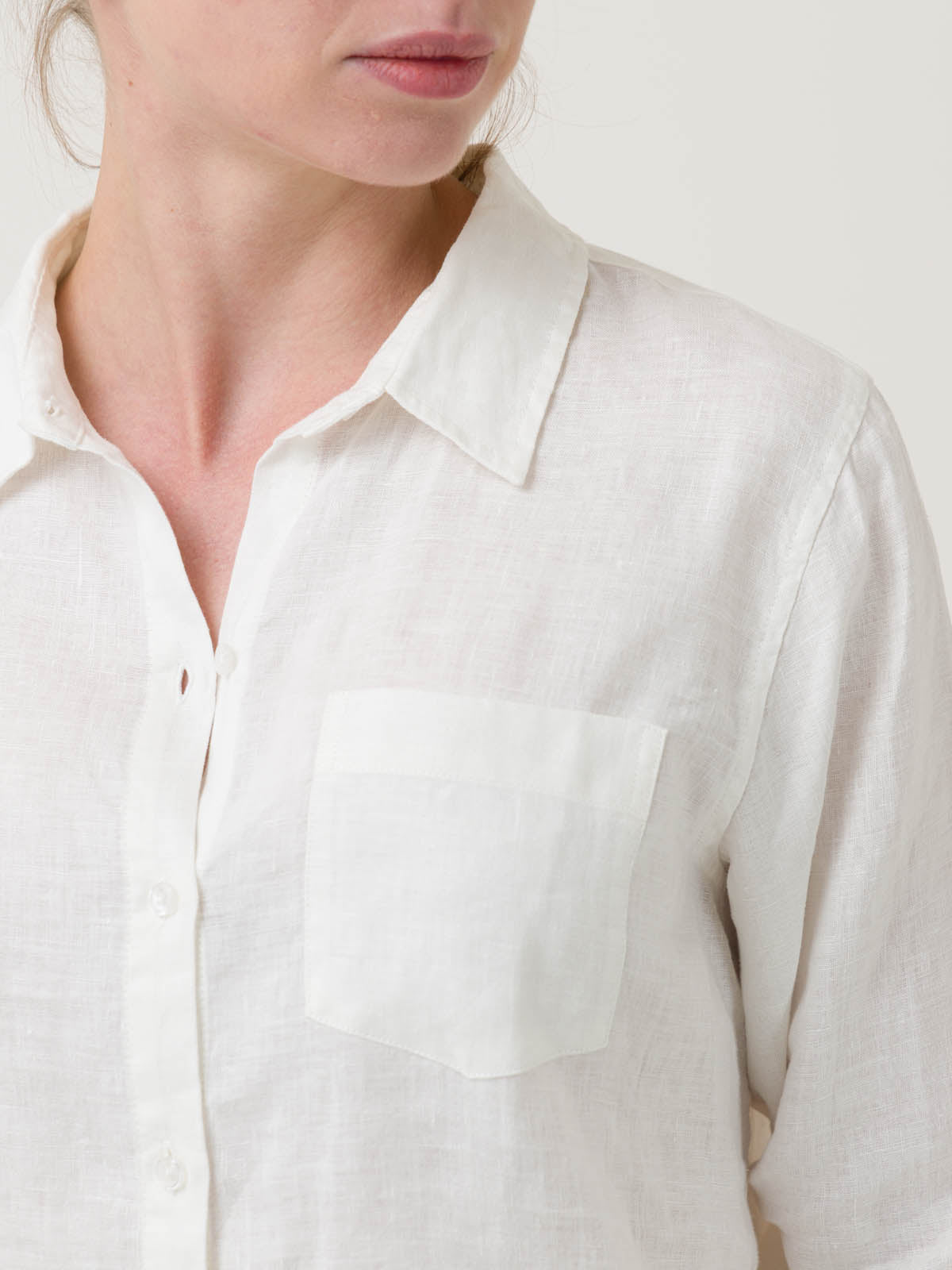 Blusa Lino Orgánico Mujer Lirio Blanco Rockford