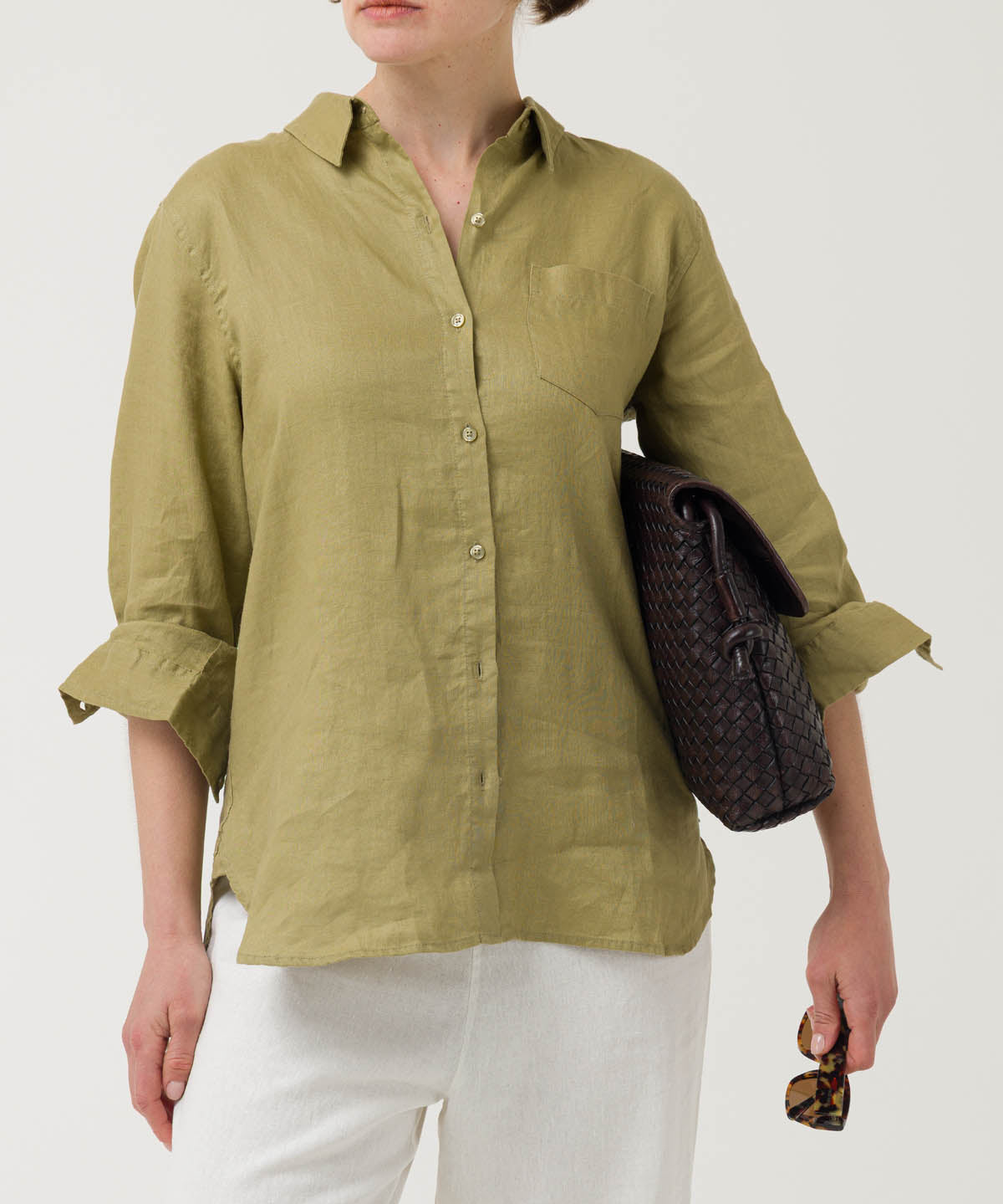 Blusa Lino Orgánico Mujer Lirio Verde Rockford