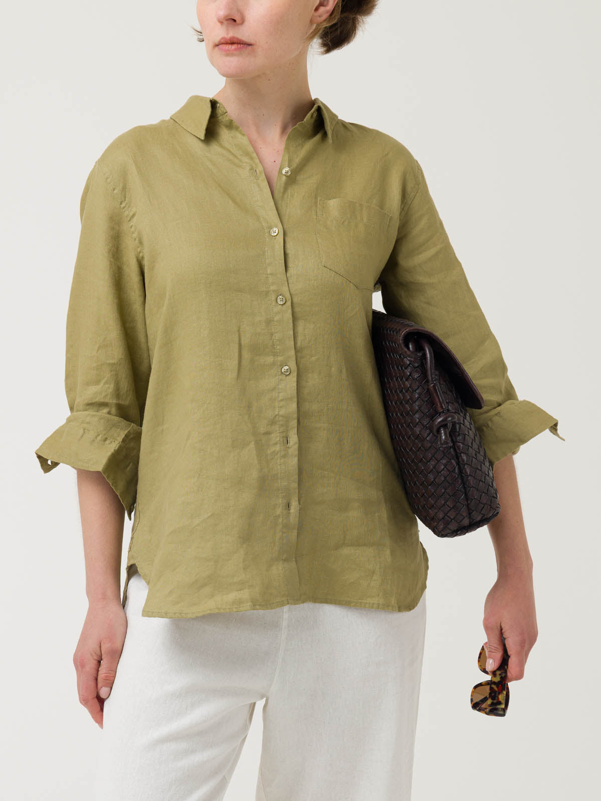 Blusa Lino Orgánico Mujer Lirio Verde Rockford