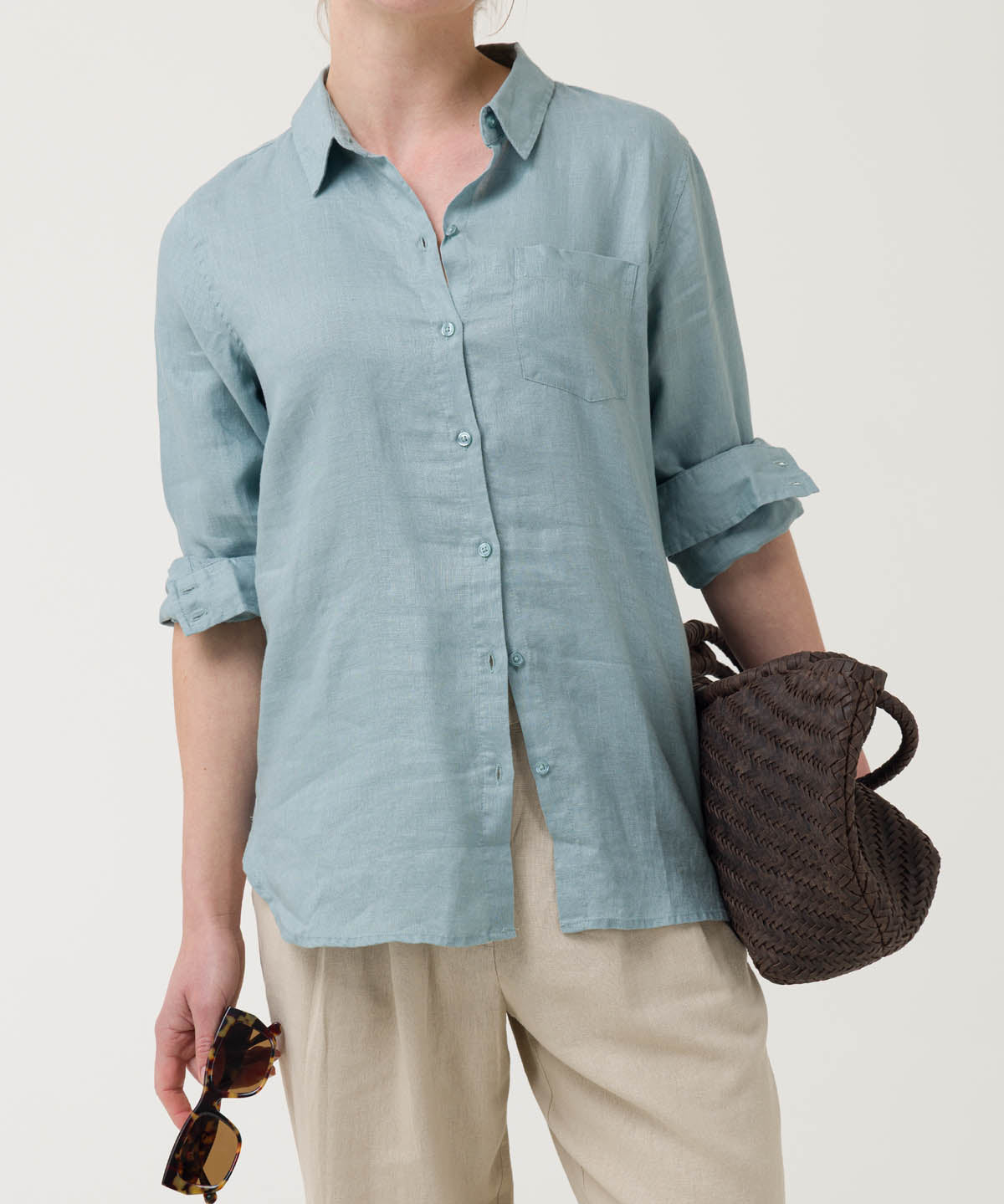 Blusa Lino Orgánico Mujer Lirio Celeste Rockford