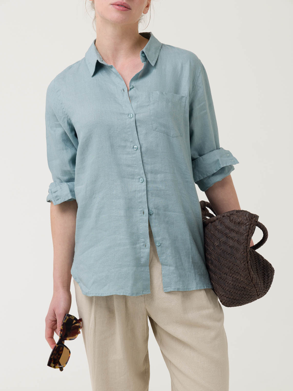 Blusa Lino Orgánico Mujer Lirio Celeste Rockford