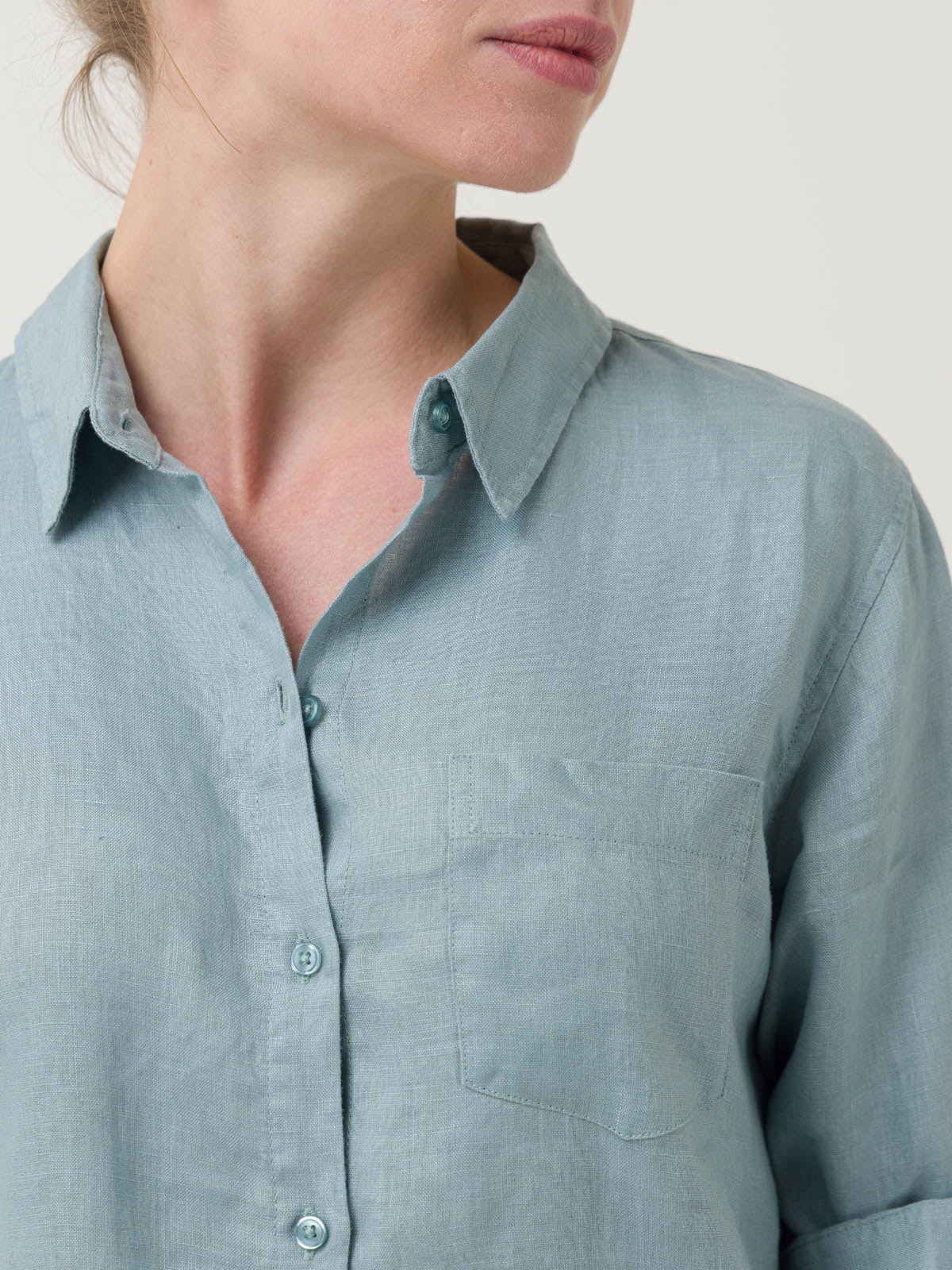 Blusa Lino Orgánico Mujer Lirio Celeste Rockford