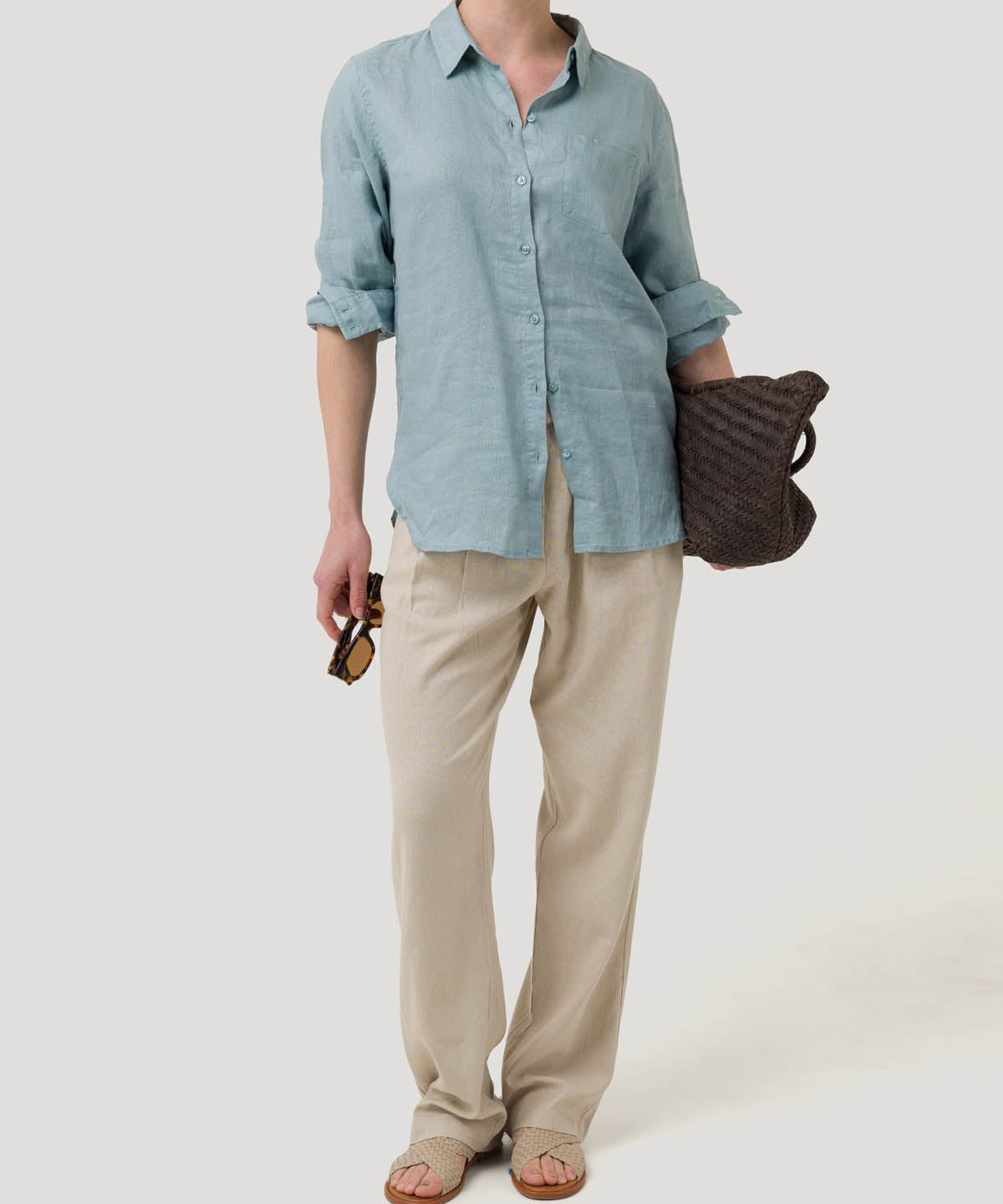 Blusa Lino Orgánico Mujer Lirio Celeste Rockford