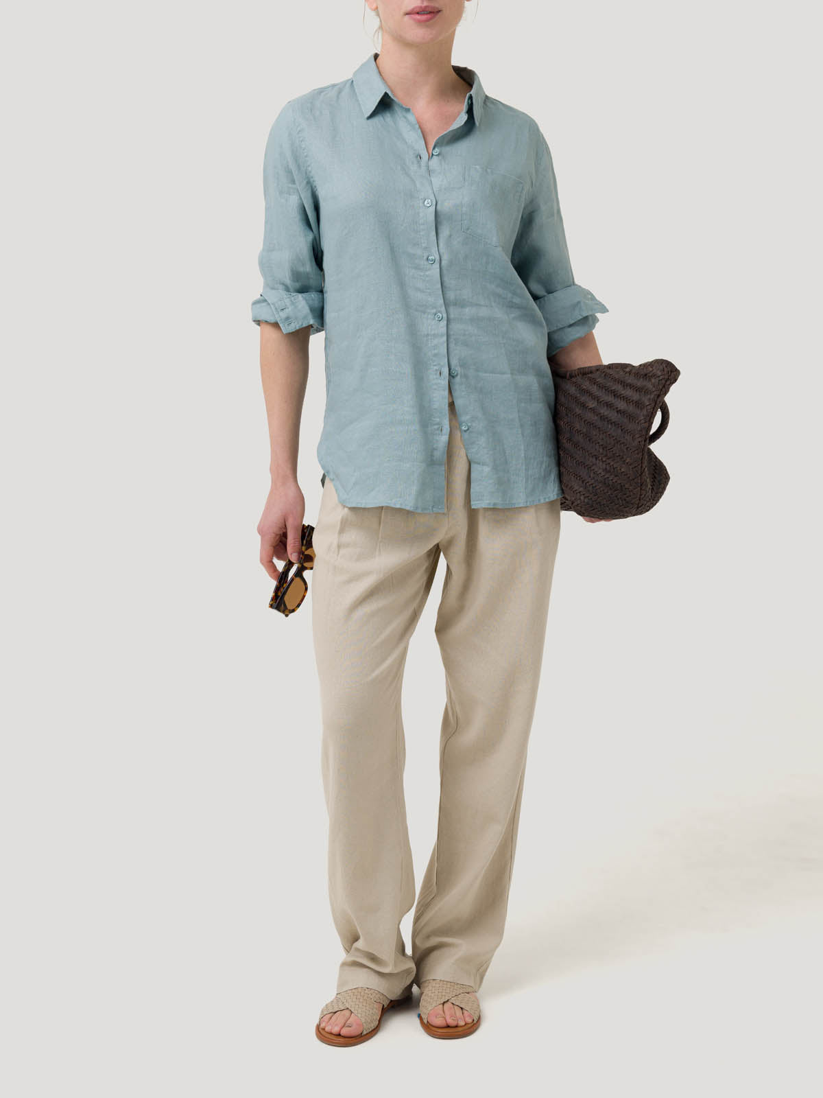 Blusa Lino Orgánico Mujer Lirio Celeste Rockford