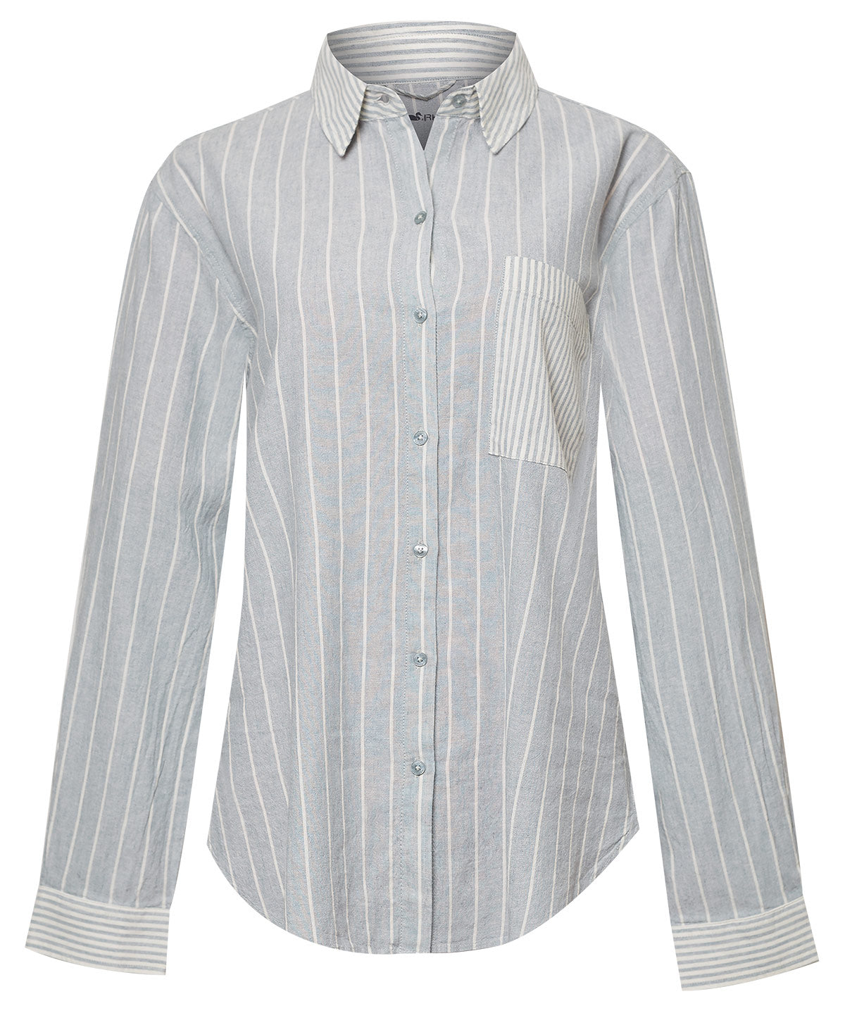 Blusa Lino Orgánico Mujer Lines Celeste Rockford