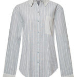 Blusa Lino Orgánico Mujer Lines Celeste Rockford