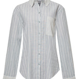 Blusa Lino Orgánico Mujer Lines Celeste Rockford