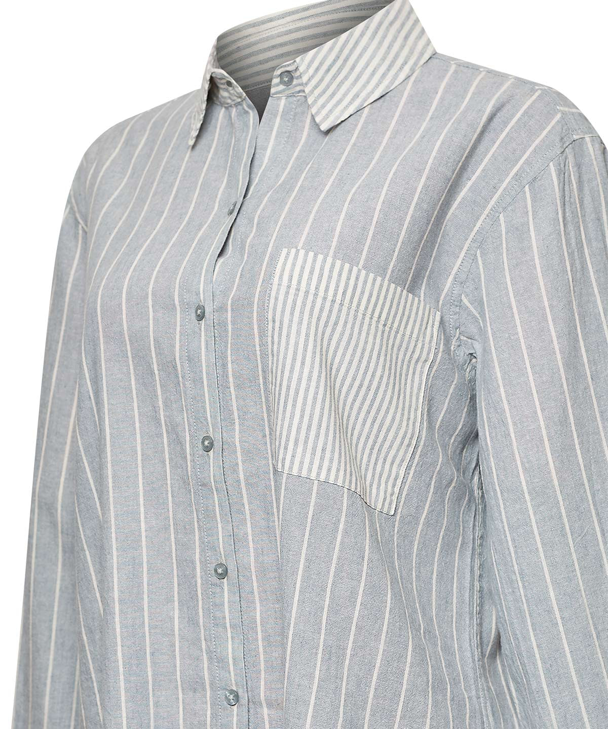 Blusa Lino Orgánico Mujer Lines Celeste Rockford