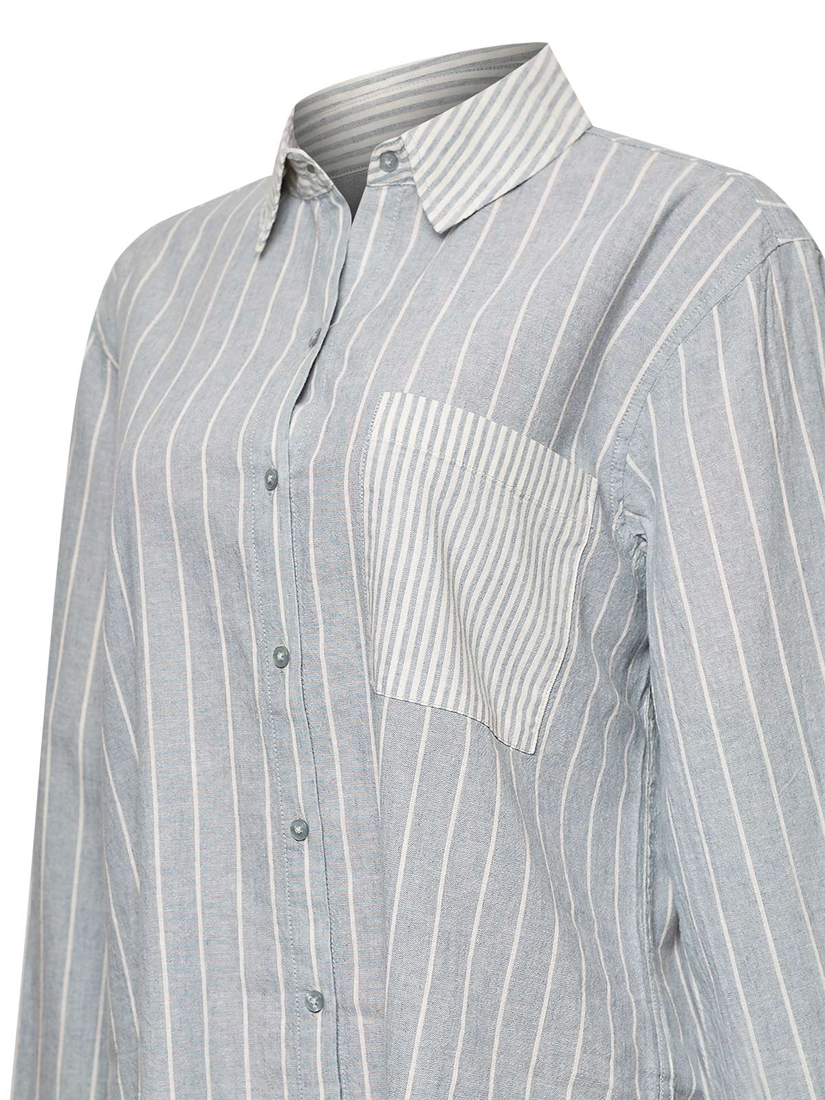 Blusa Lino Orgánico Mujer Lines Celeste Rockford