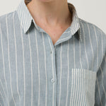 Blusa Lino Orgánico Mujer Lines Celeste Rockford