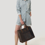 Blusa Lino Orgánico Mujer Lines Celeste Rockford