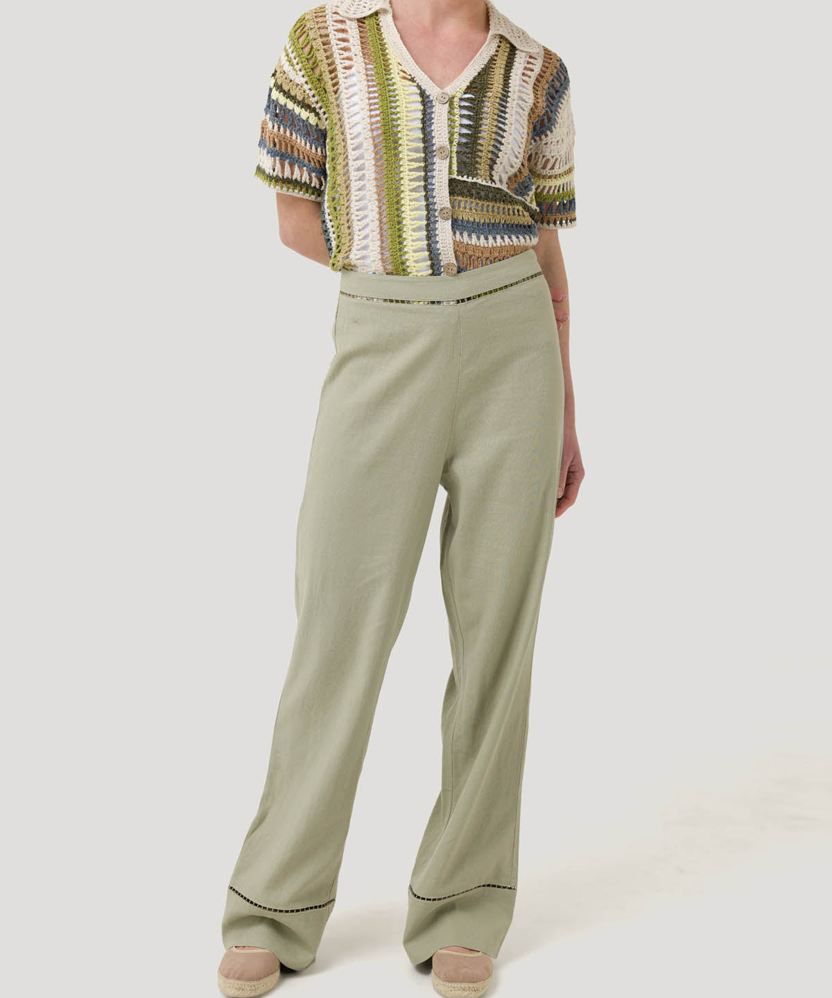 Pantalón Lino Orgánico Mujer Mekong Verde Rockford