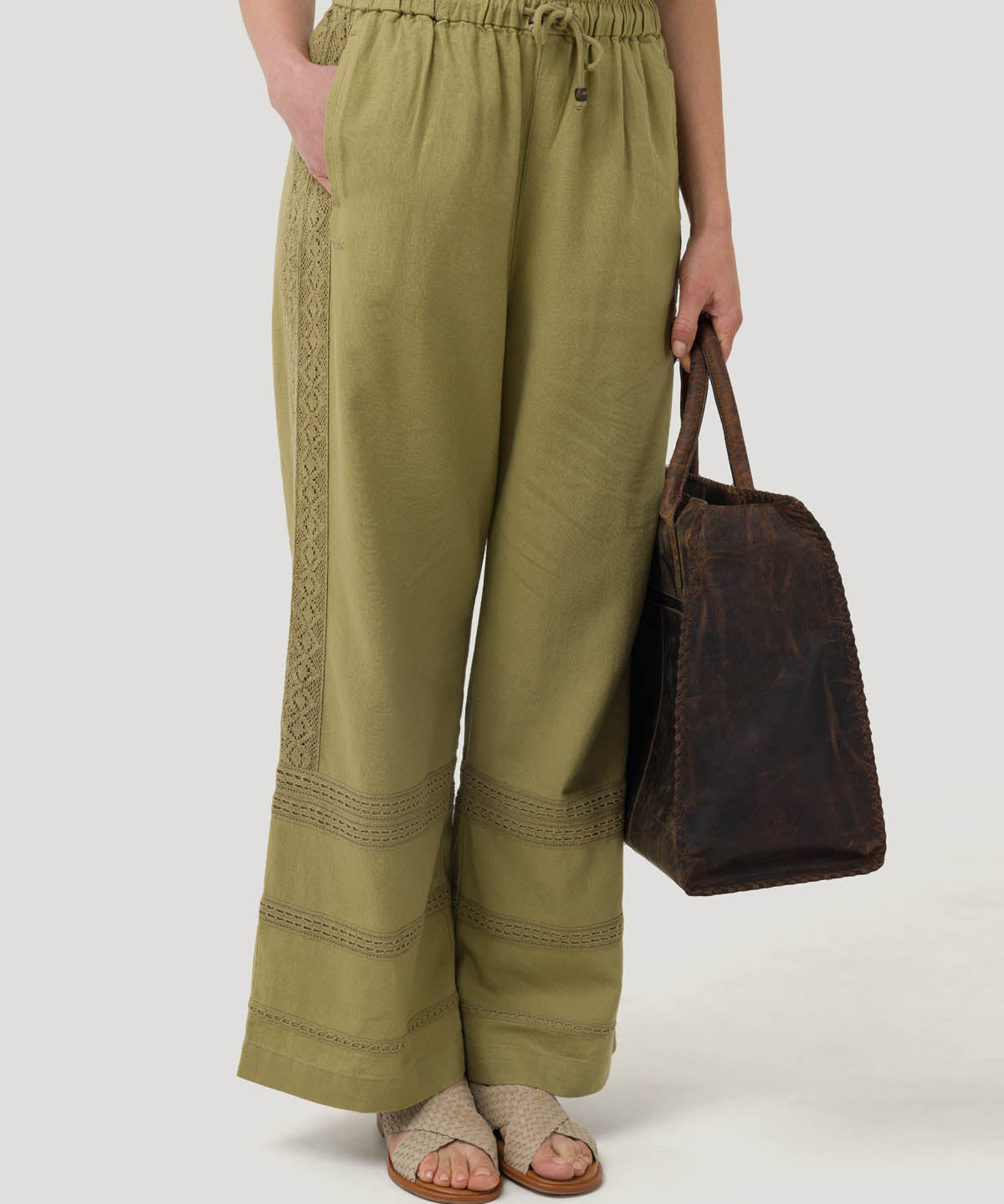 Pantalón Lino Orgánico Mujer Fuji Verde Rockford