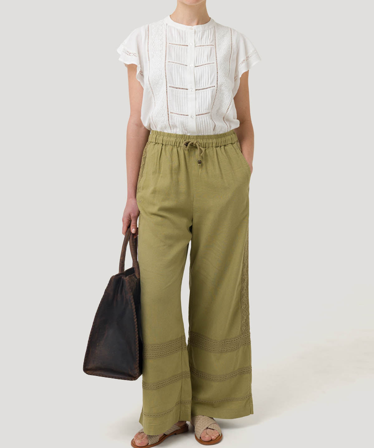 Pantalón Lino Orgánico Mujer Fuji Verde Rockford