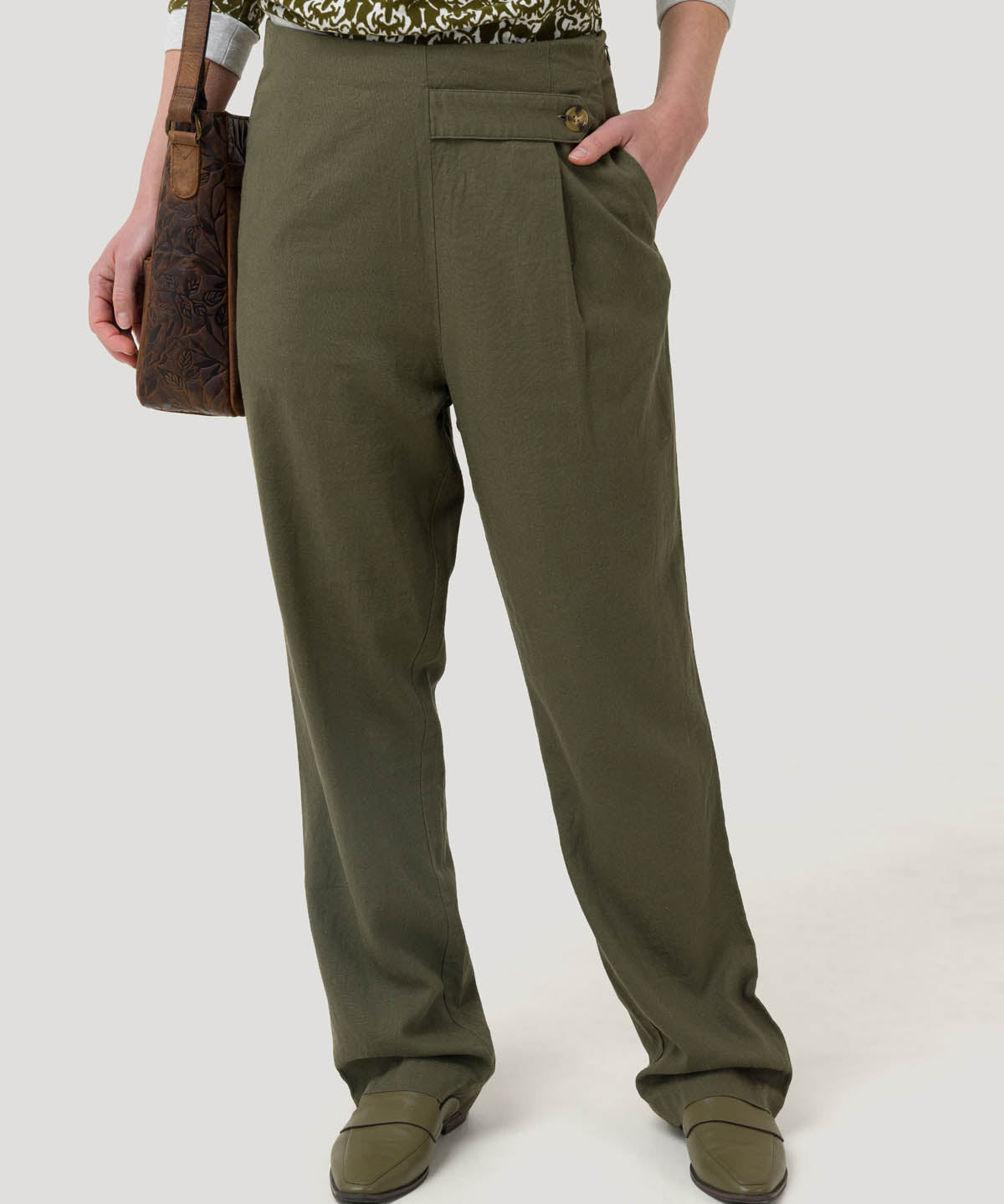 Pantalón Lino Orgánico Mujer Danubio Verde Rockford