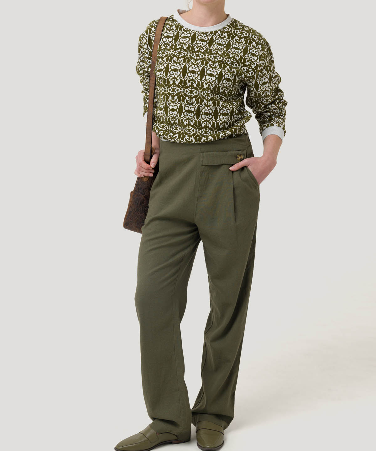 Pantalón Lino Orgánico Mujer Danubio Verde Rockford