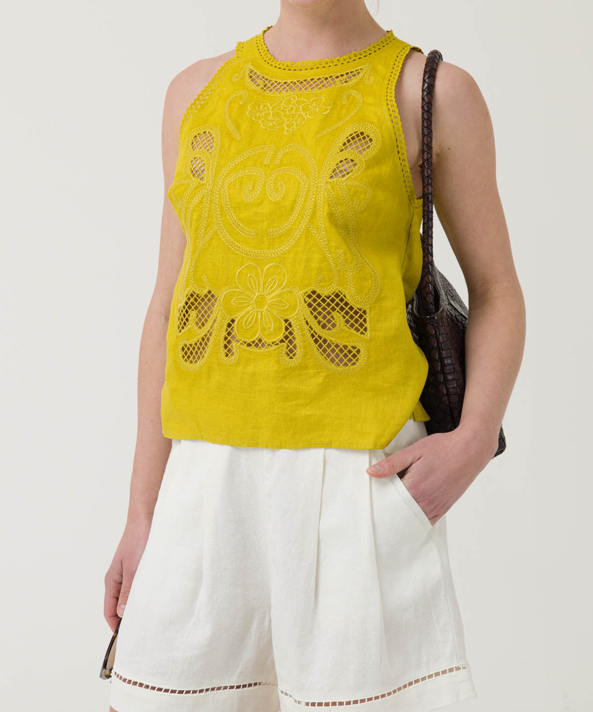 Blusa Lino Orgánico Mujer Cleep Amarillo Rockford