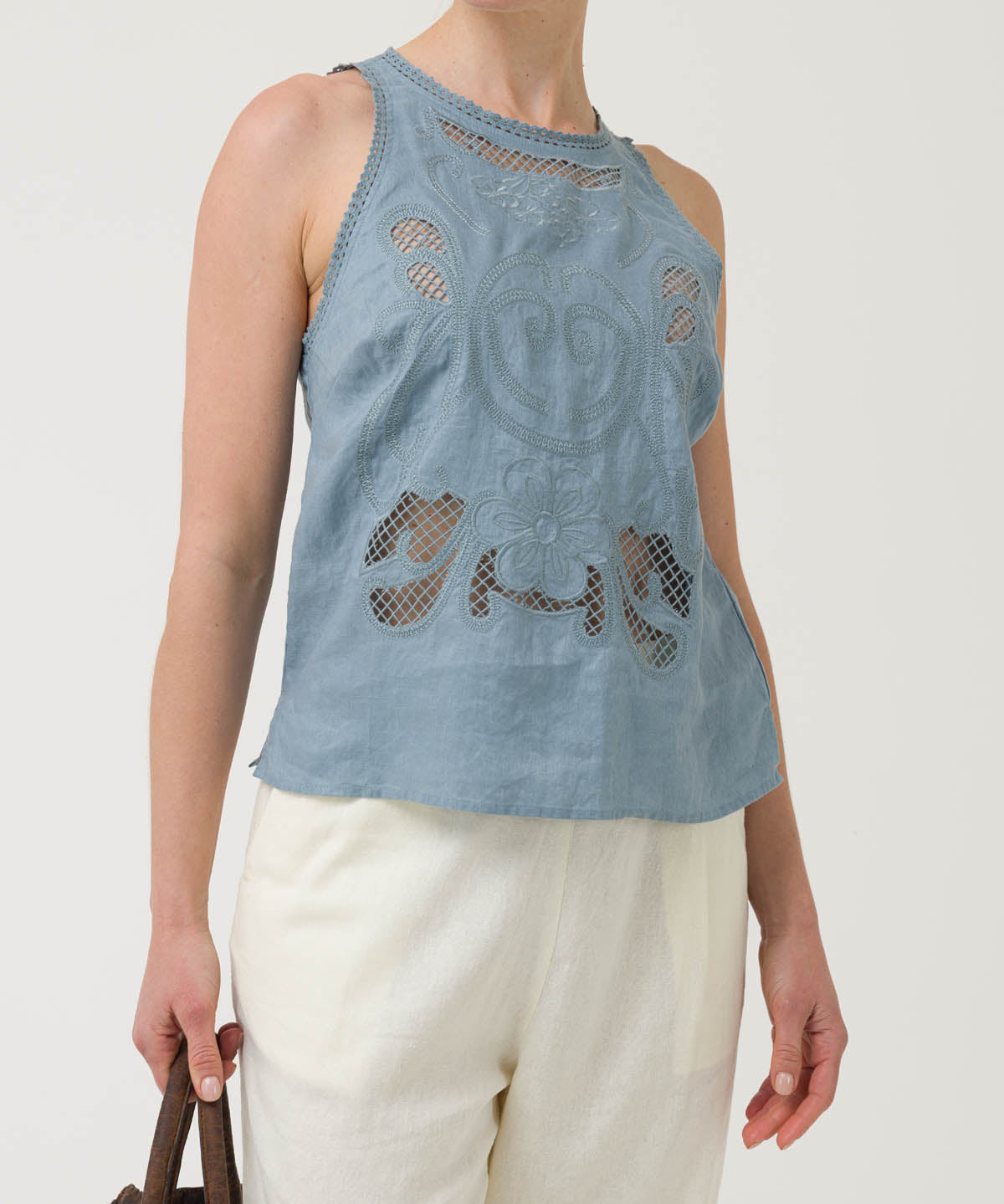 Blusa Lino Orgánico Mujer Cleep Gris Rockford