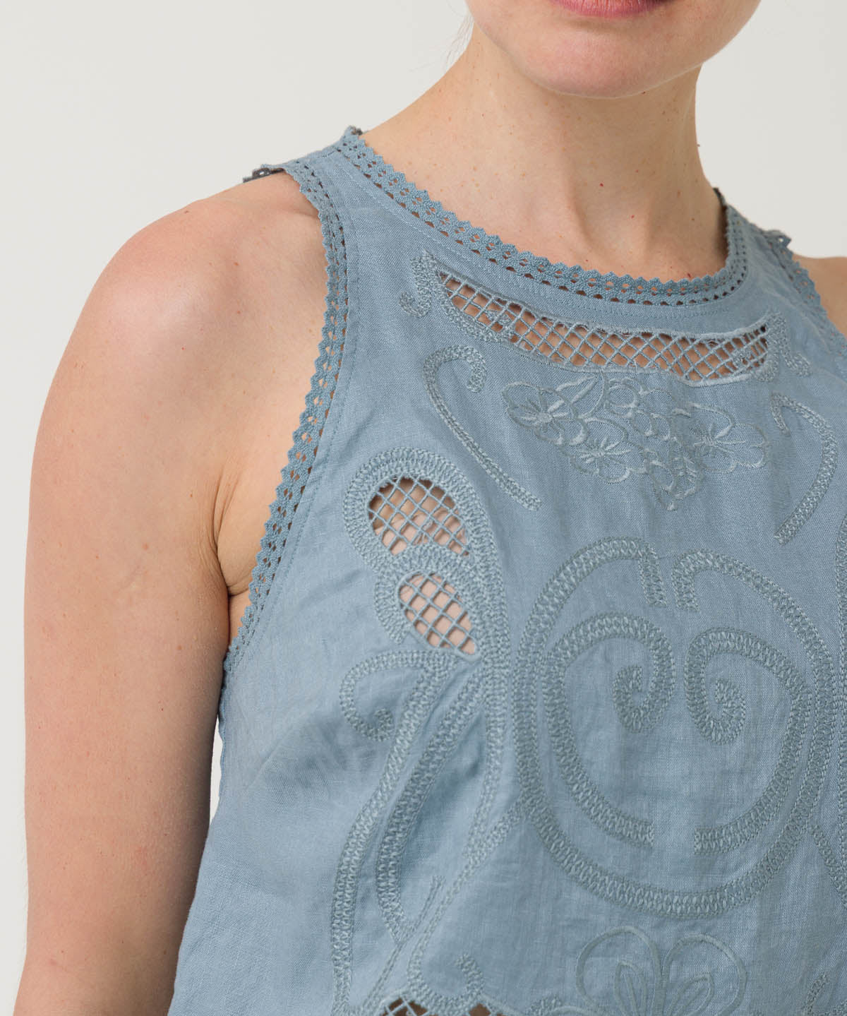 Blusa Lino Orgánico Mujer Cleep Gris Rockford