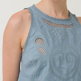 Blusa Lino Orgánico Mujer Cleep Gris Rockford