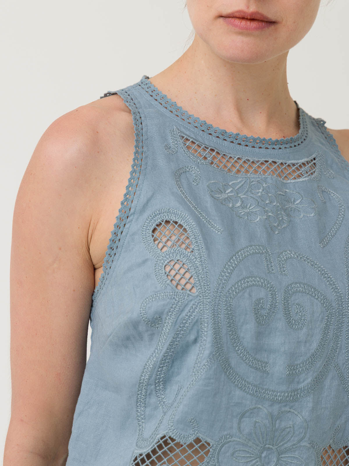 Blusa Lino Orgánico Mujer Cleep Gris Rockford