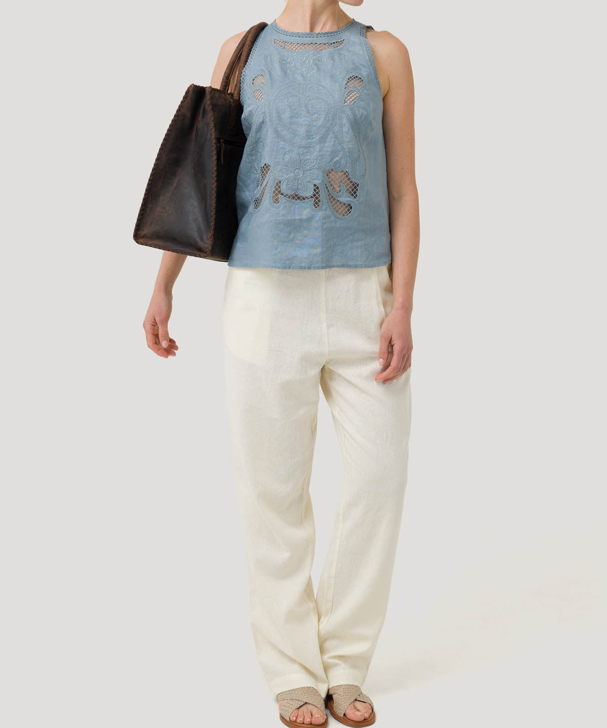 Blusa Lino Orgánico Mujer Cleep Gris Rockford