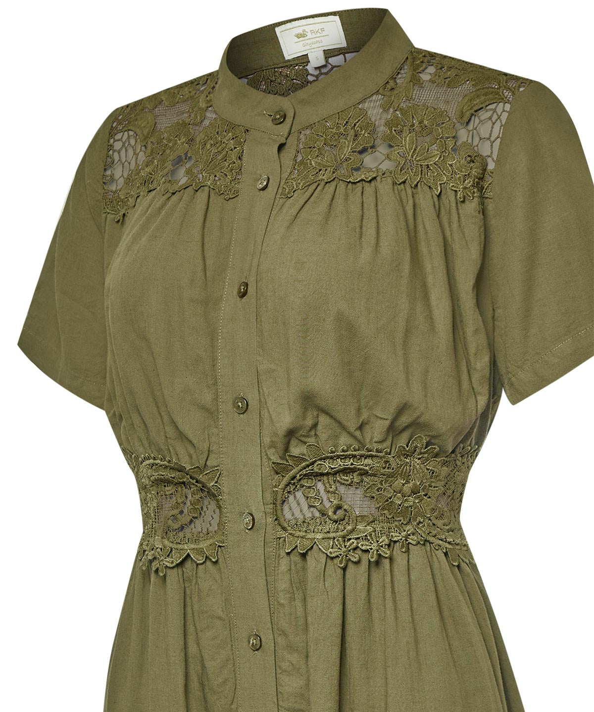 Vestido Lino Orgánico Mujer Geneva Verde Rockford