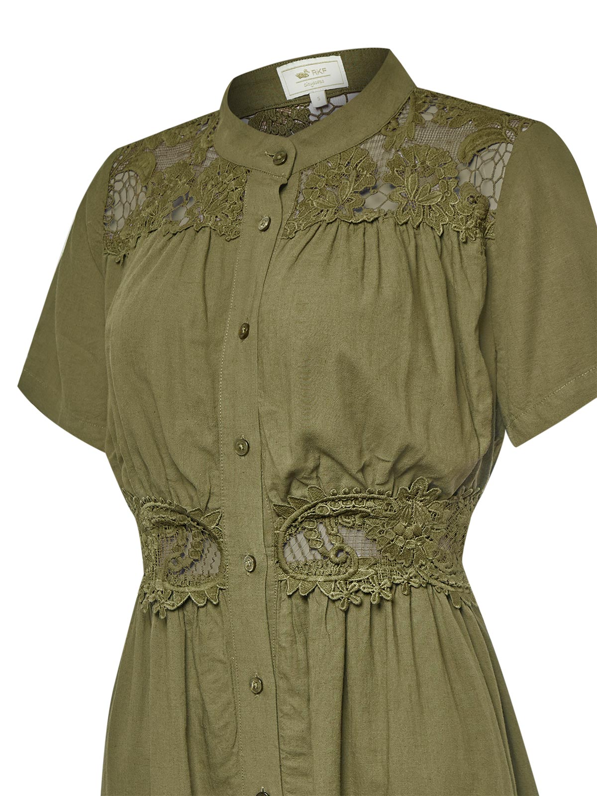 Vestido Lino Orgánico Mujer Geneva Verde Rockford