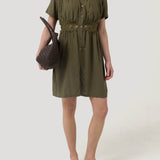 Vestido Lino Orgánico Mujer Geneva Verde Rockford