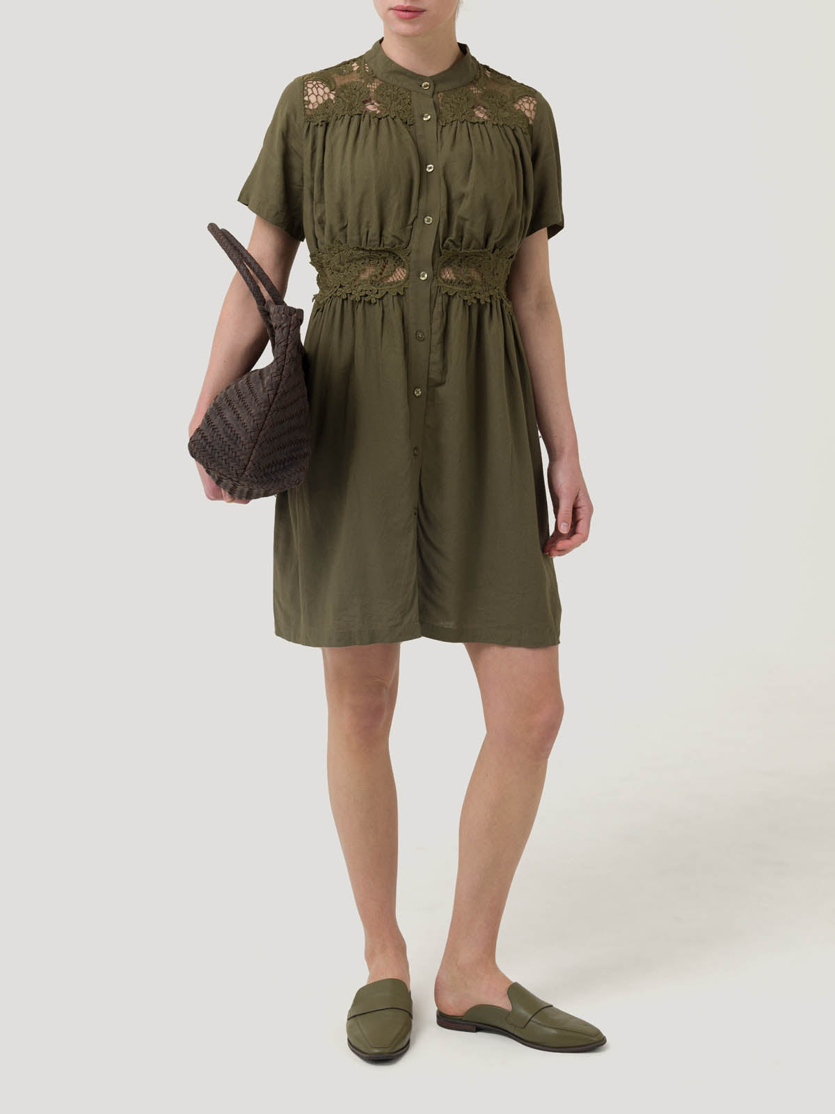 Vestido Lino Orgánico Mujer Geneva Verde Rockford