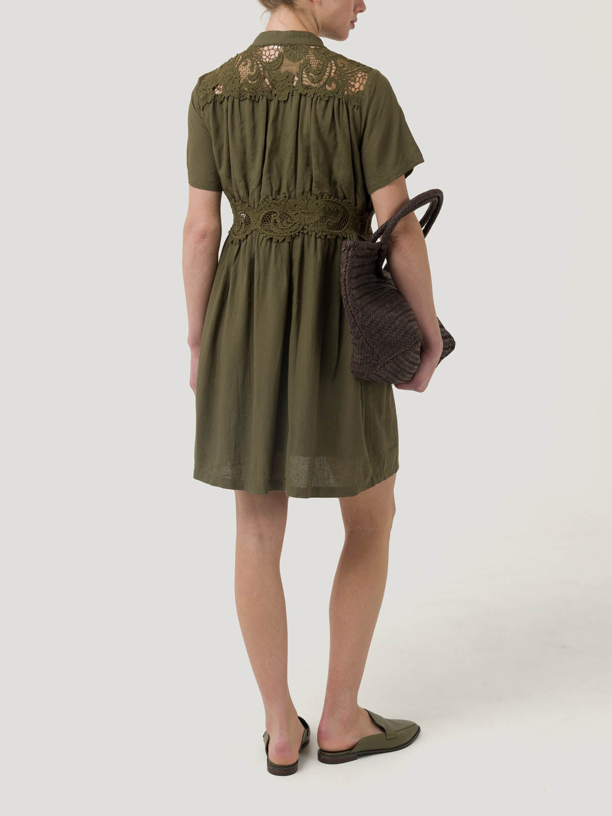Vestido Lino Orgánico Mujer Geneva Verde Rockford