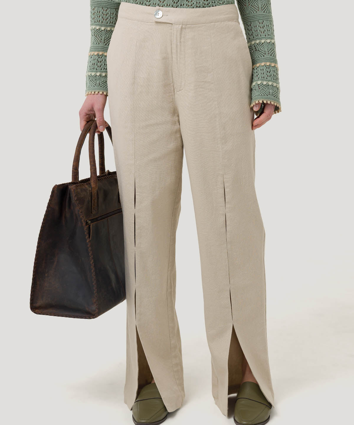 Pantalón Lino Orgánico Mujer Loch Beige Rockford