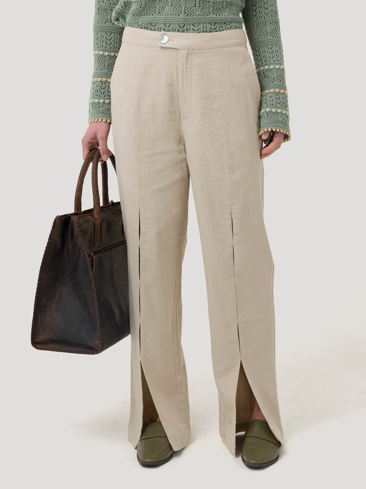Pantalón Lino Orgánico Mujer Loch Beige Rockford