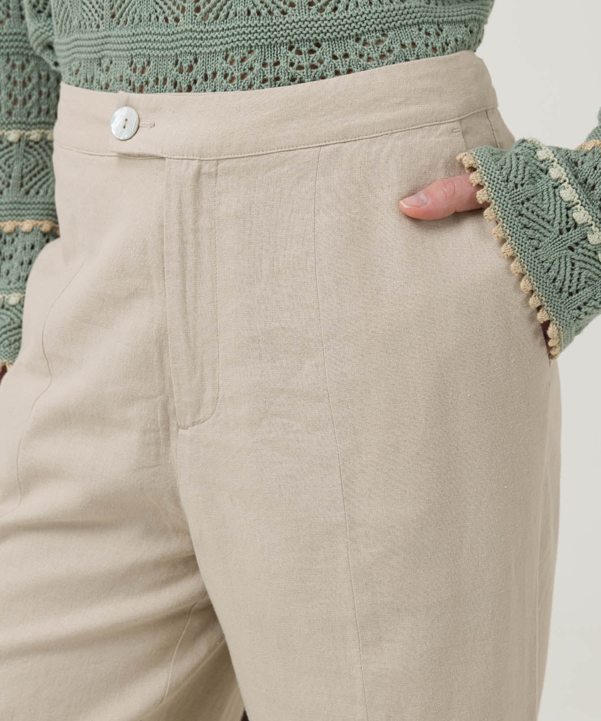 Pantalón Lino Orgánico Mujer Loch Beige Rockford