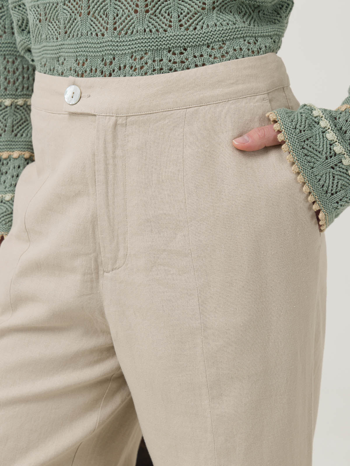 Pantalón Lino Orgánico Mujer Loch Beige Rockford