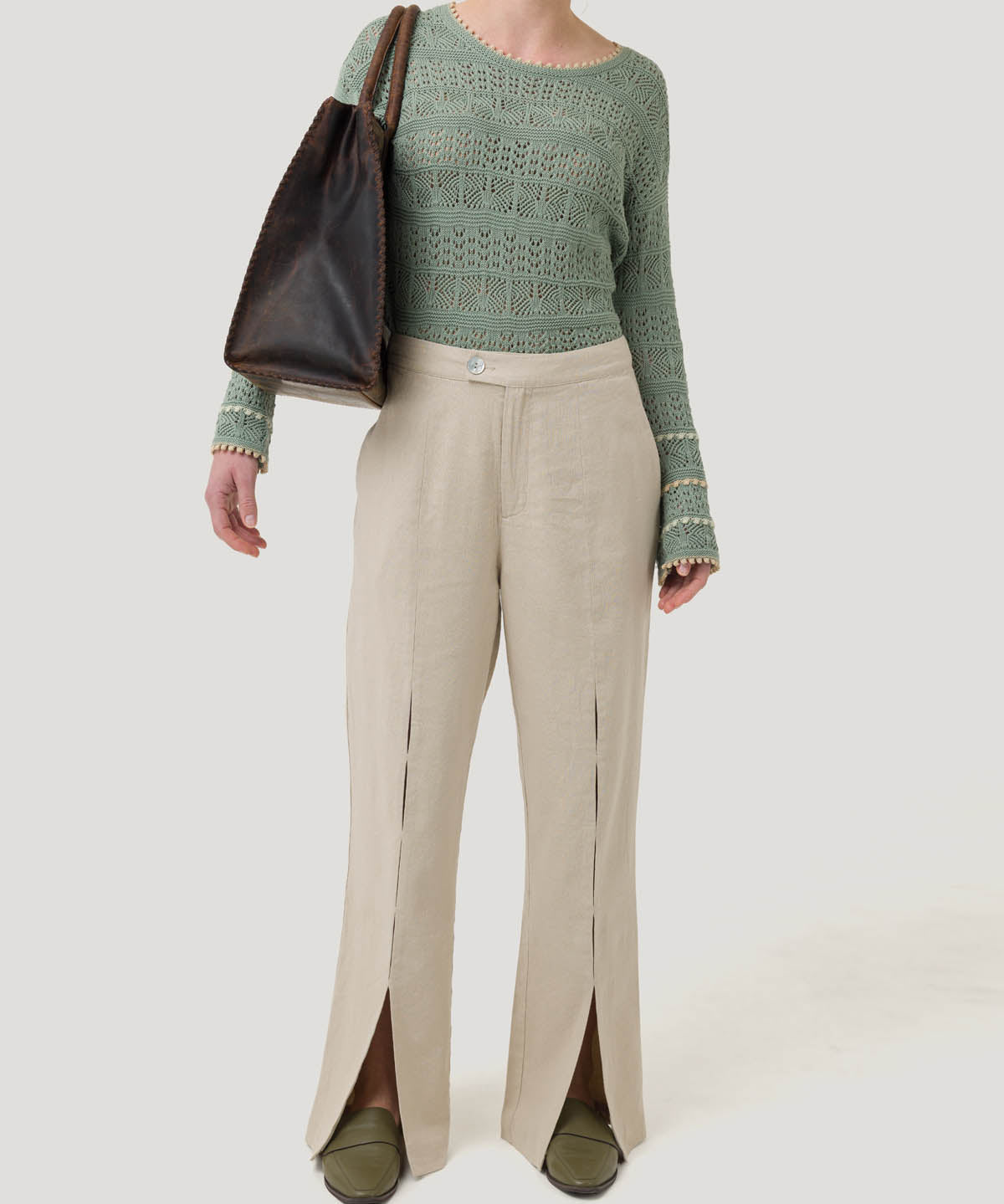 Pantalón Lino Orgánico Mujer Loch Beige Rockford