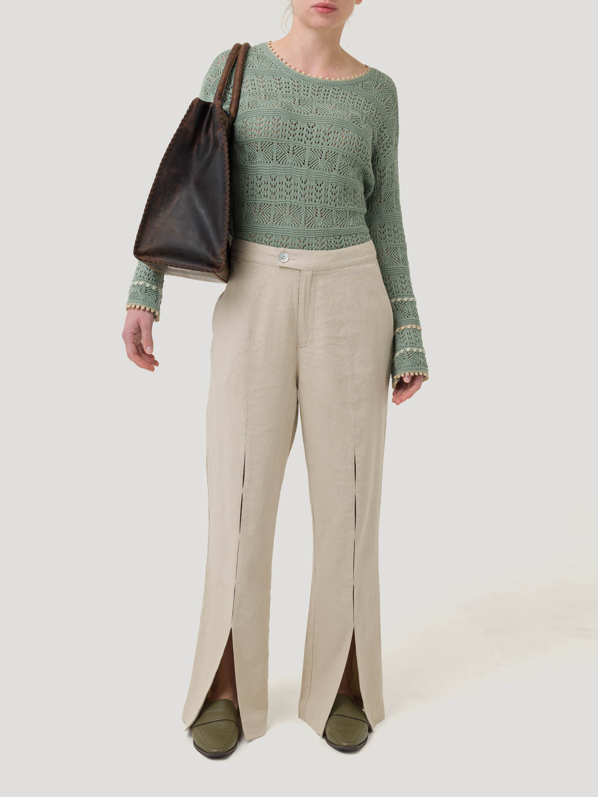 Pantalón Lino Orgánico Mujer Loch Beige Rockford