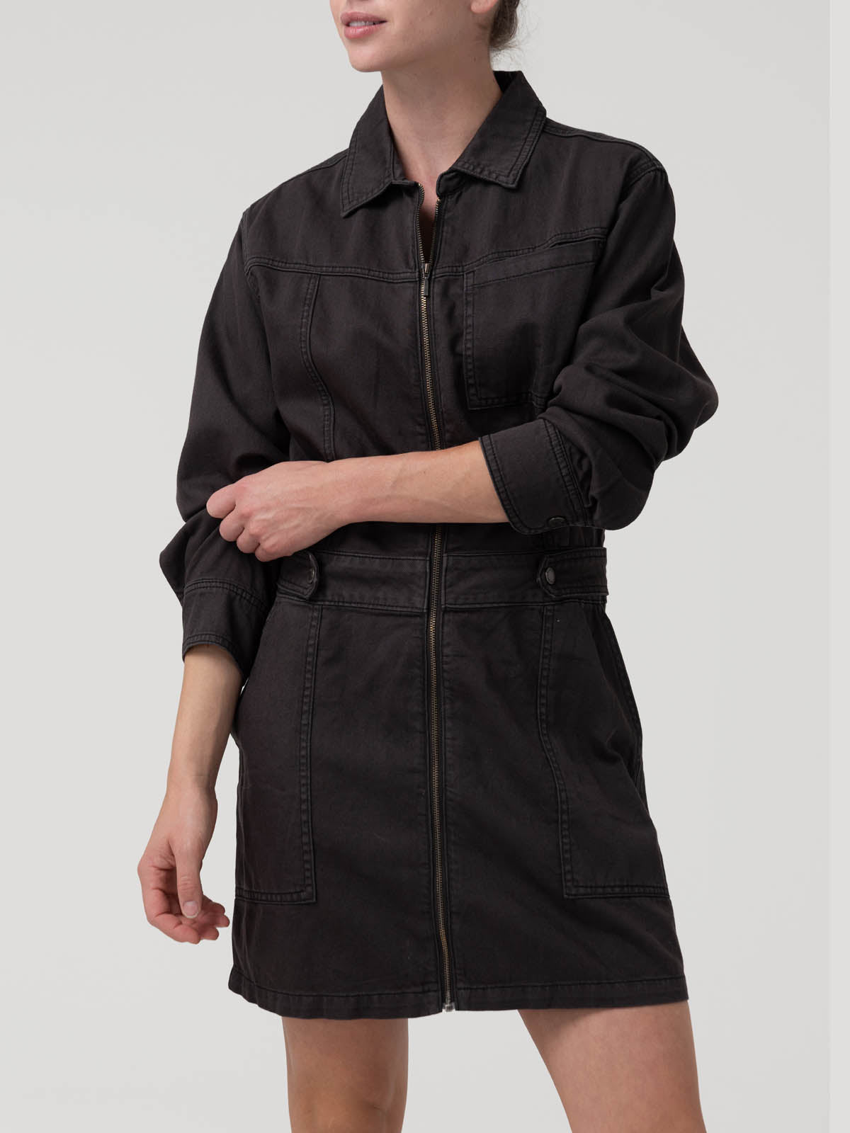 Vestido Algodón/Lino Mujer Rouri Gris Rockford