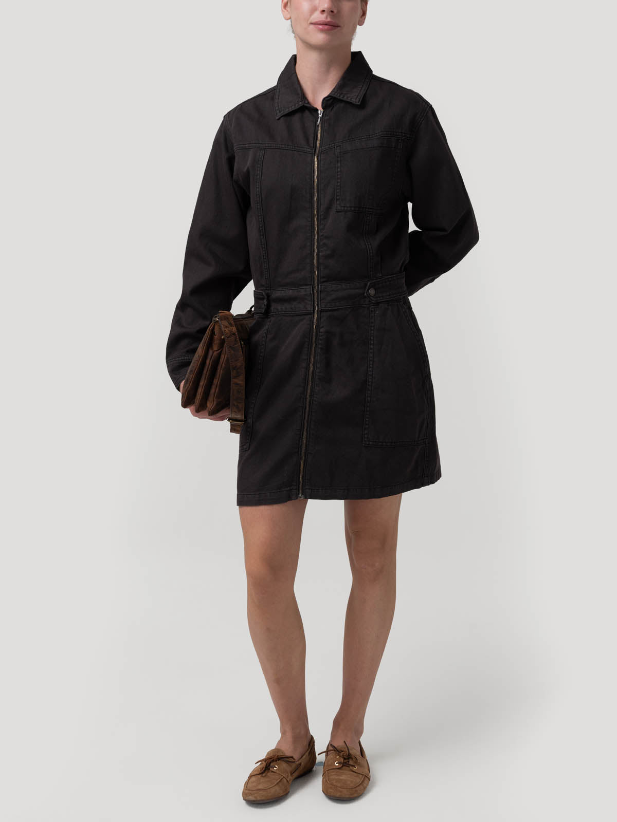 Vestido Algodón/Lino Mujer Rouri Gris Rockford