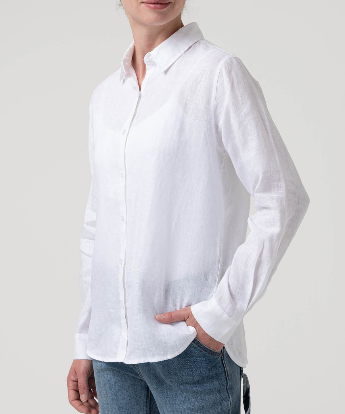 Blusa Lino Orgánico Mujer Lirio Blanco Rockford