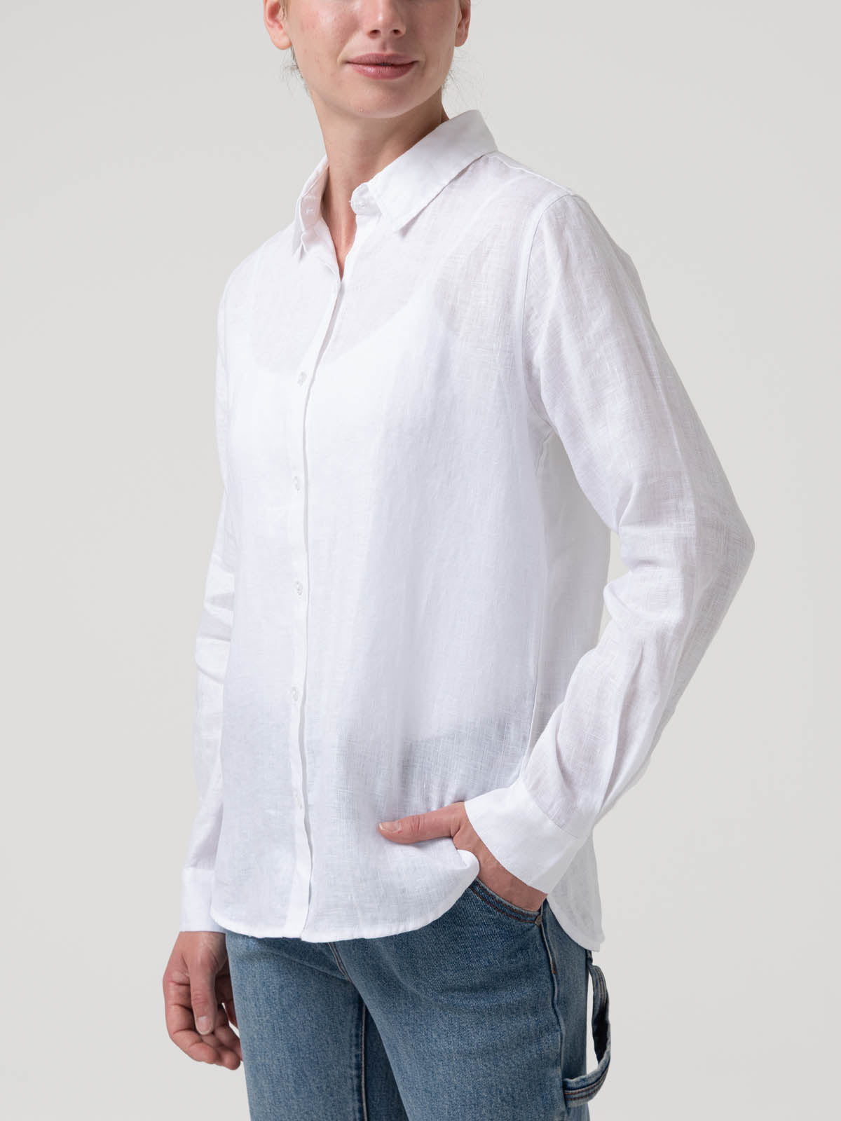 Blusa Lino Orgánico Mujer Lirio Blanco Rockford