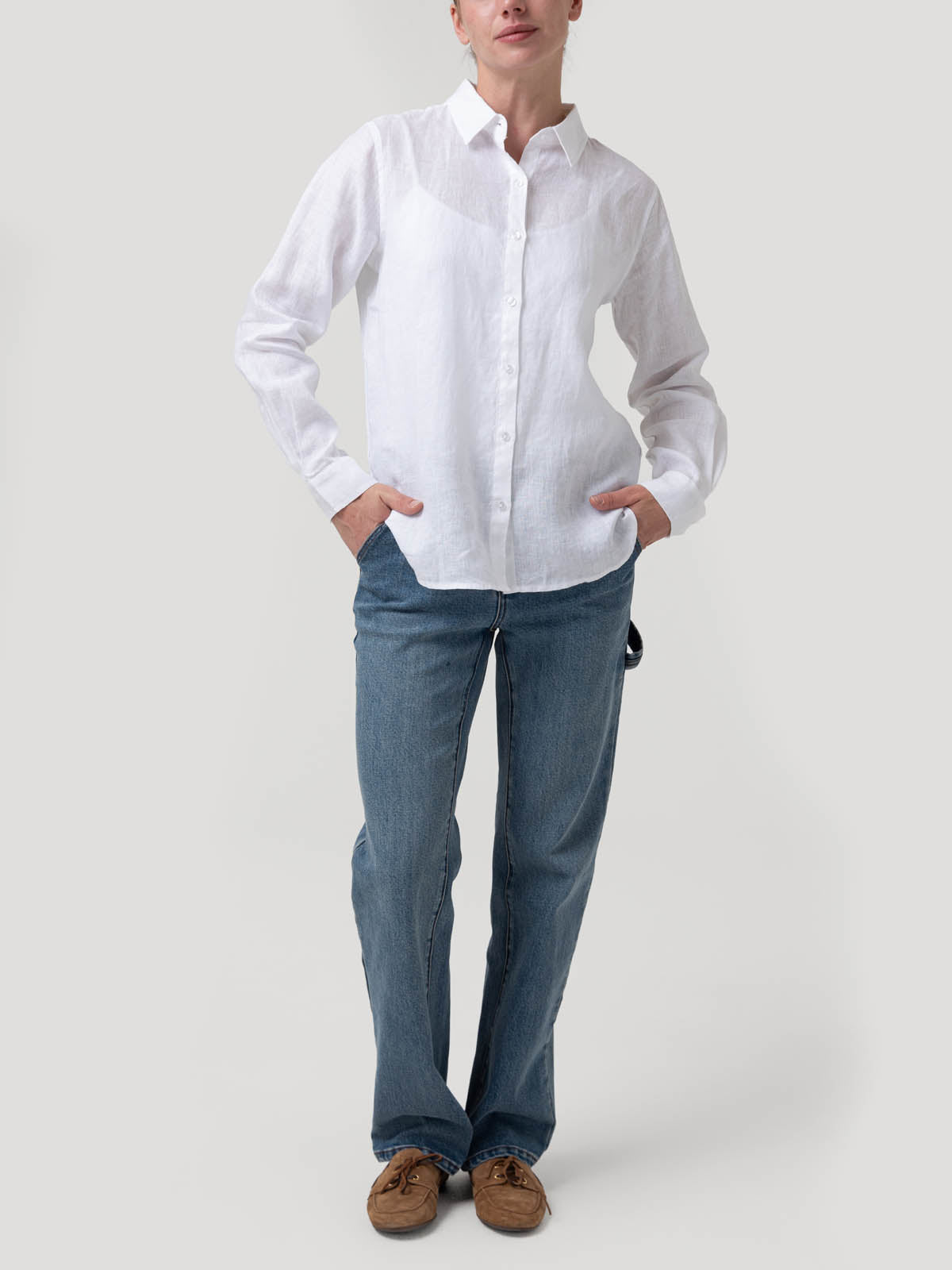 Blusa Lino Orgánico Mujer Lirio Blanco Rockford