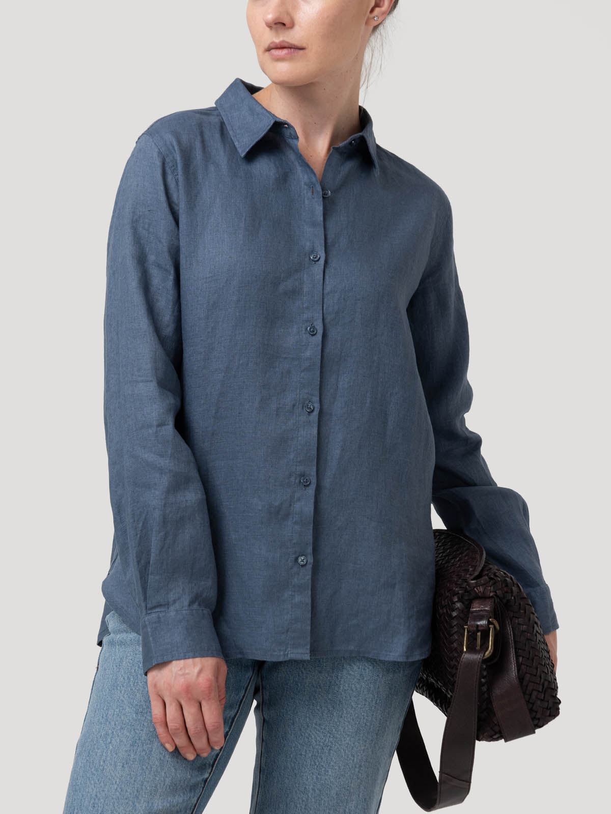 Blusa Lino Orgánico Mujer Lirio Azul Rockford