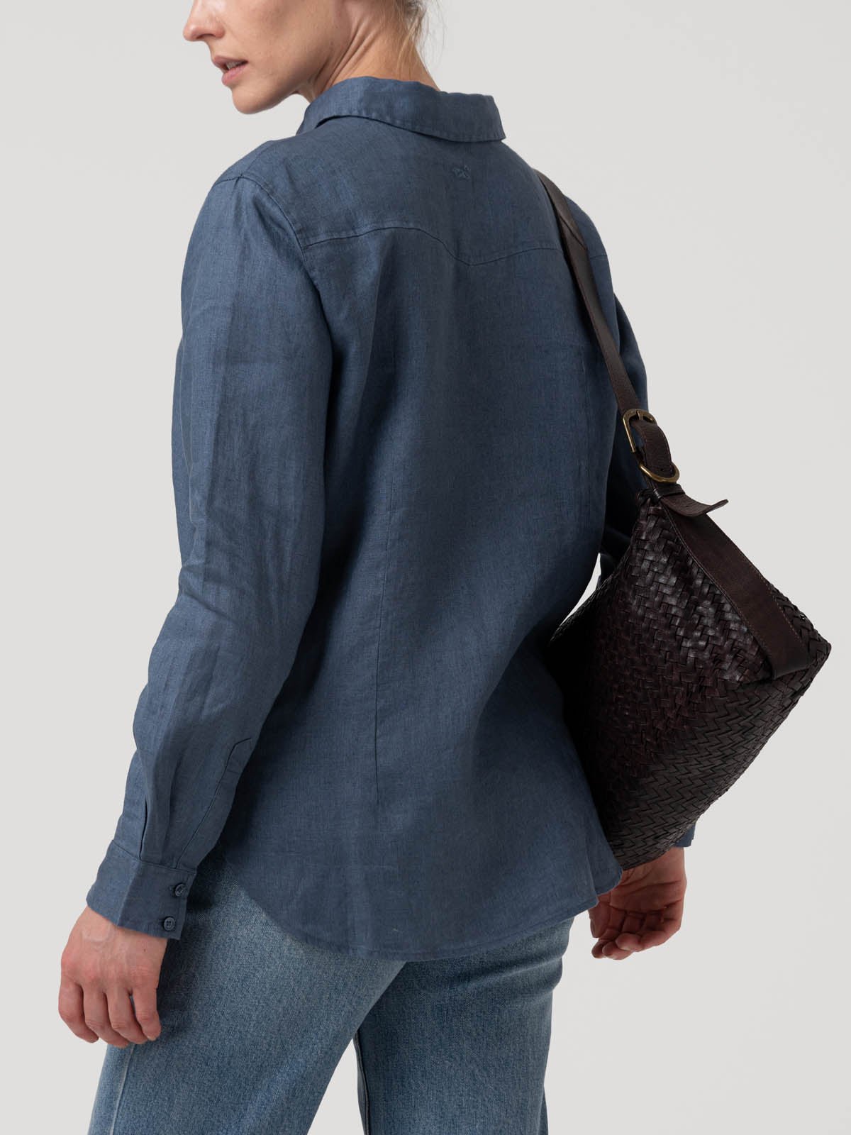 Blusa Lino Orgánico Mujer Lirio Azul Rockford