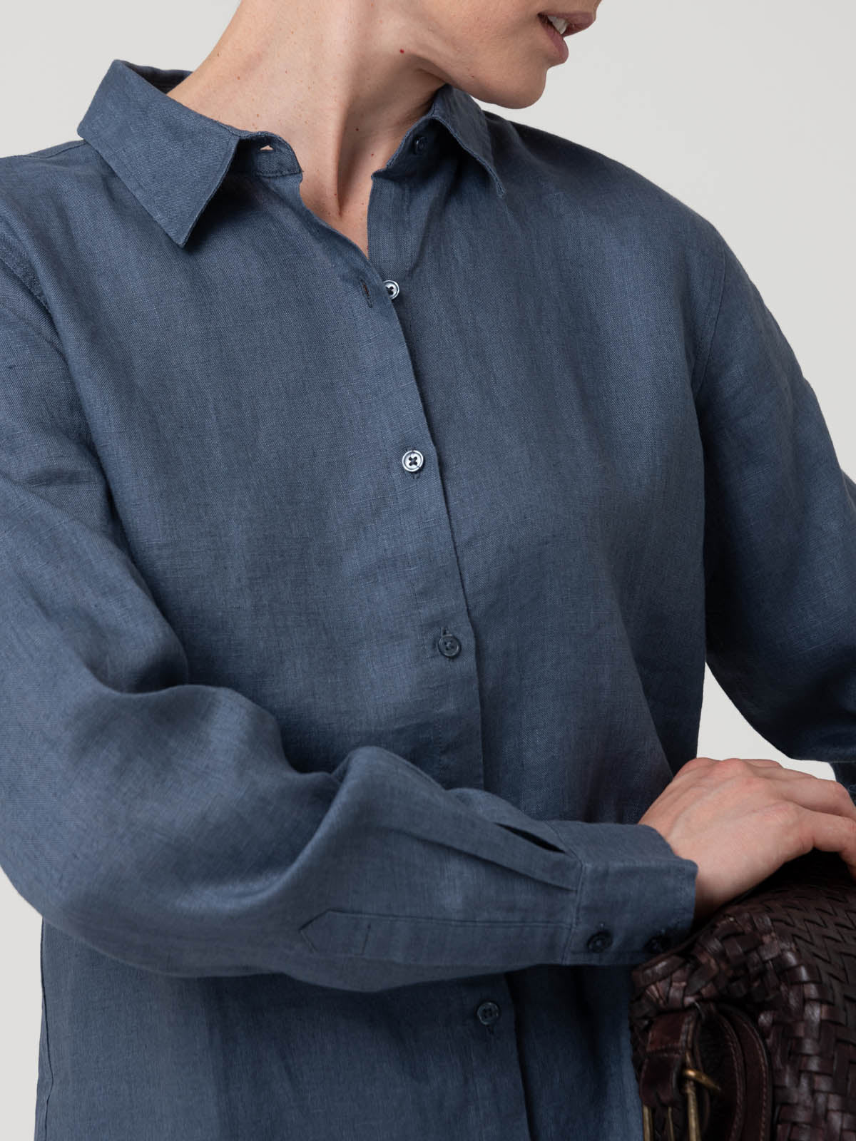 Blusa Lino Orgánico Mujer Lirio Azul Rockford