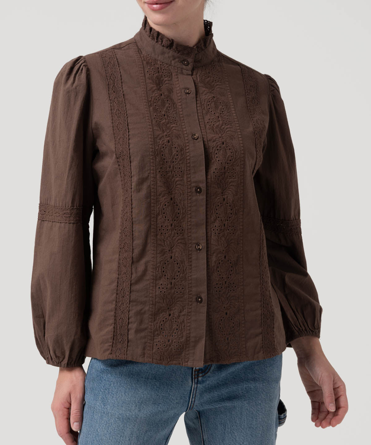 Blusa Algodón Orgánico Mujer Camelia Café Rockford