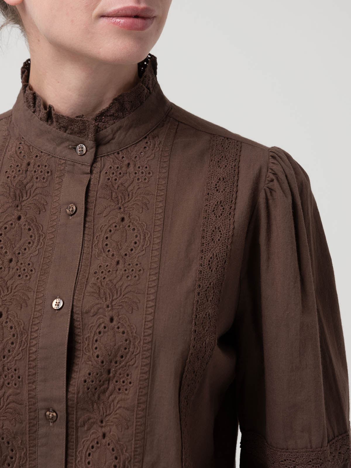 Blusa Algodón Orgánico Mujer Camelia Café Rockford