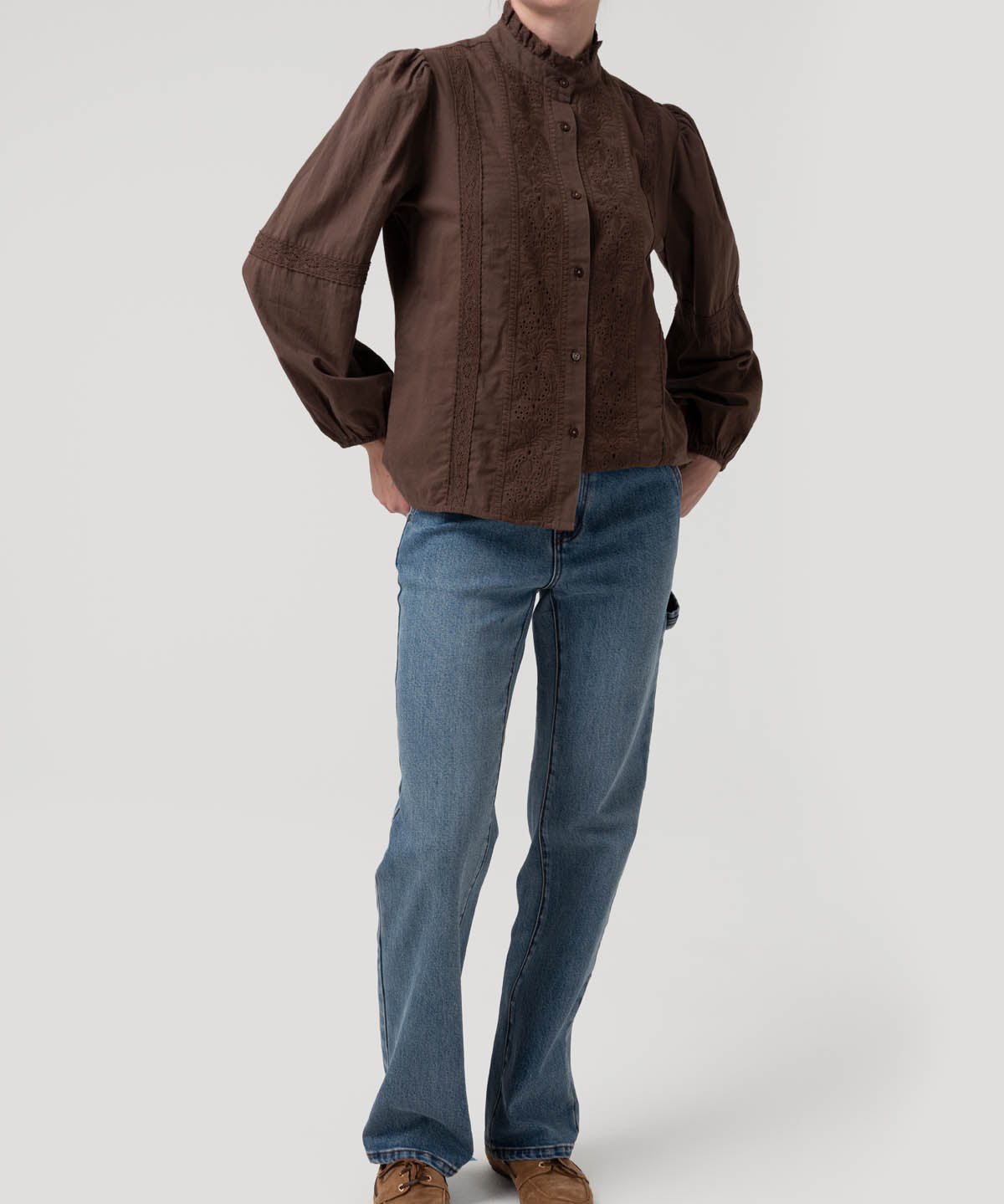 Blusa Algodón Orgánico Mujer Camelia Café Rockford