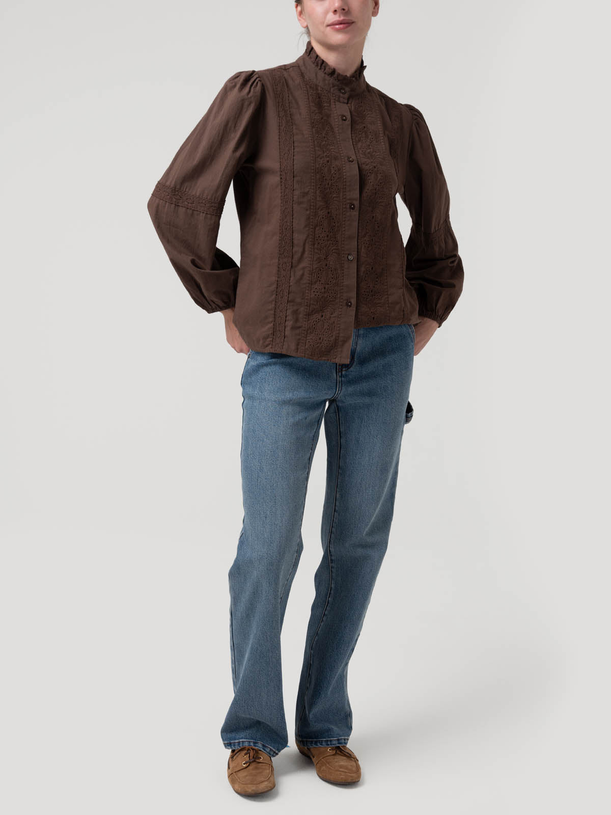 Blusa Algodón Orgánico Mujer Camelia Café Rockford