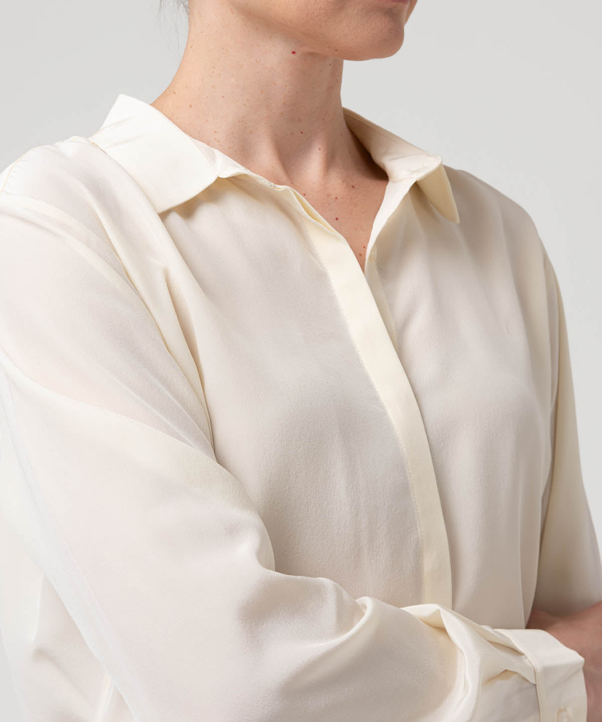 Blusa Seda Mujer Rose Blanco Rockford
